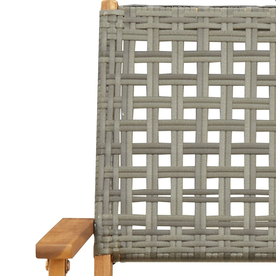 Tuinstoelen 8 st inklapbaar poly rattan en massief hout grijs