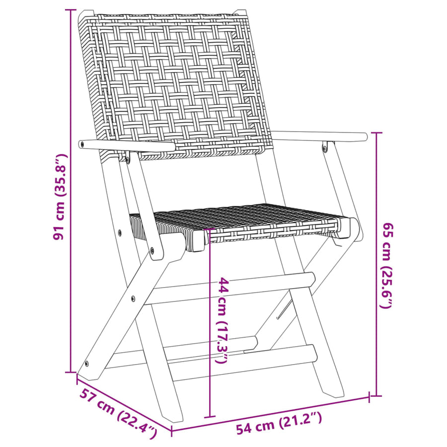 Tuinstoelen 8 st inklapbaar poly rattan en massief hout grijs