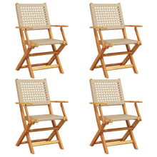 Tuinstoelen 4 st inklapbaar poly rattan en massief hout beige