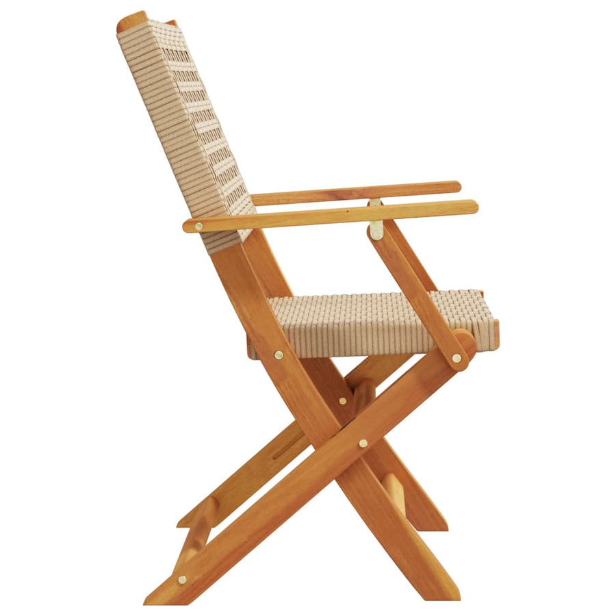 Tuinstoelen 4 st inklapbaar poly rattan en massief hout beige