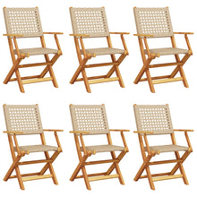 Tuinstoelen 6 st inklapbaar poly rattan en massief hout beige