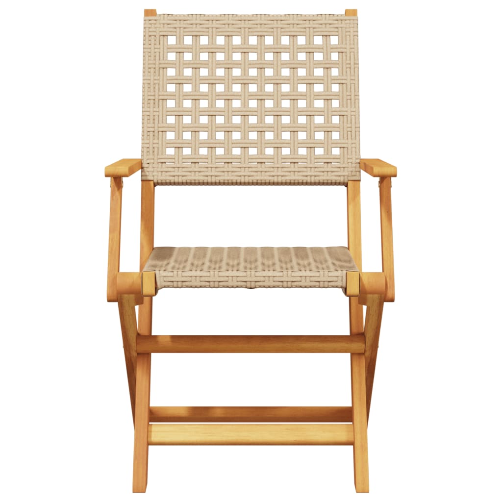 Tuinstoelen 6 st inklapbaar poly rattan en massief hout beige
