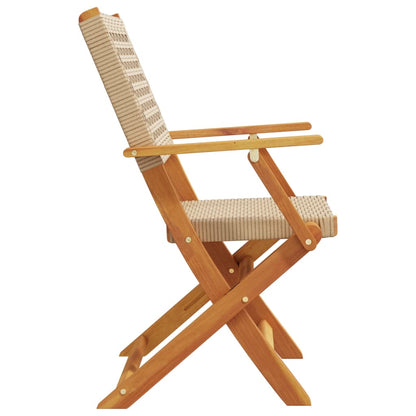 Tuinstoelen 6 st inklapbaar poly rattan en massief hout beige