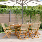 Garden chairs 6 pcs foldable poly rattan and solid wood beige