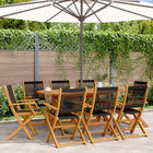 Garden chairs 8 pcs folding solid acacia wood black