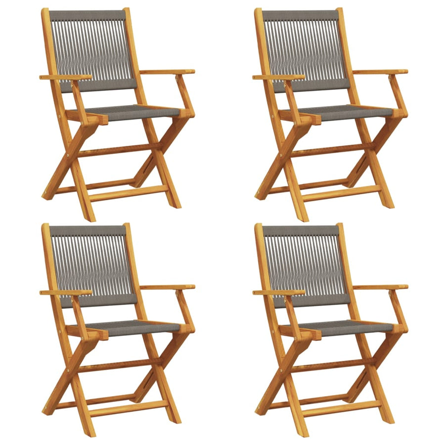 Tuinstoelen 4 st inklapbaar massief acaciahout grijs
