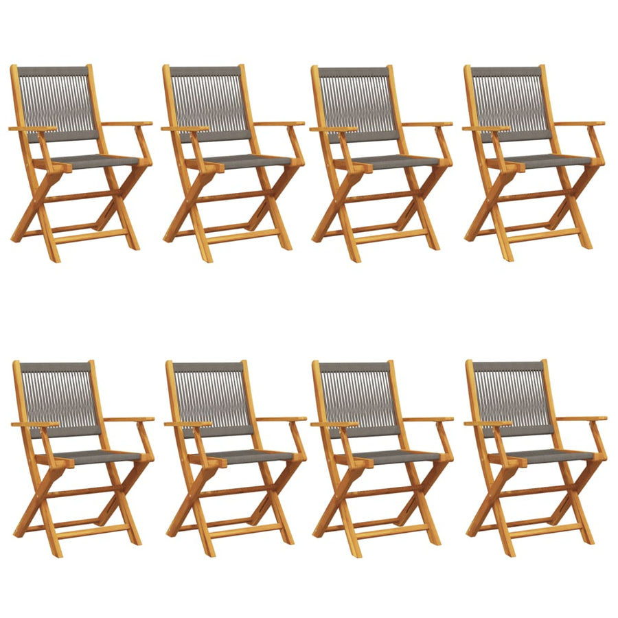 Tuinstoelen 8 st inklapbaar massief acaciahout grijs