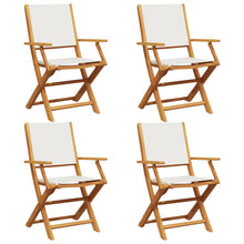 Tuinstoelen 4 st inklapbaar massief hout en stof crèmewit