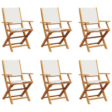 Tuinstoelen 6 st inklapbaar massief hout en stof crèmewit