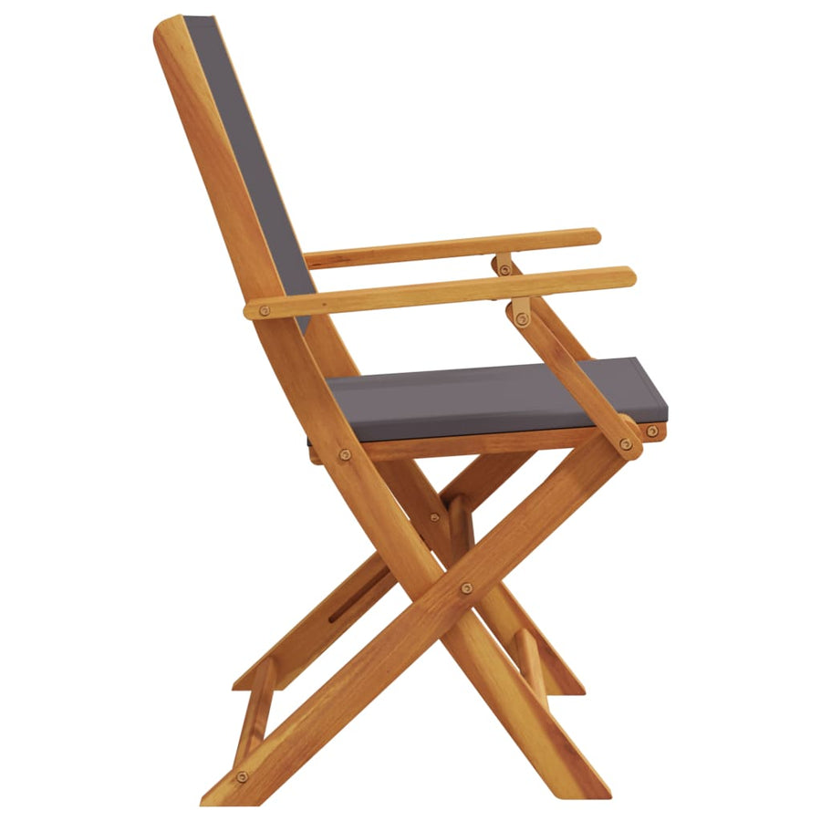 Tuinstoelen 4 st inklapbaar massief hout en stof antracietkleur