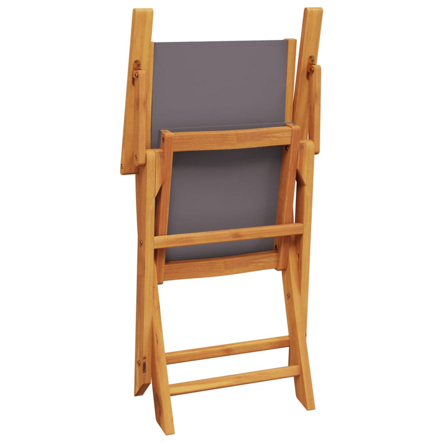 Tuinstoelen 4 st inklapbaar massief hout en stof antracietkleur