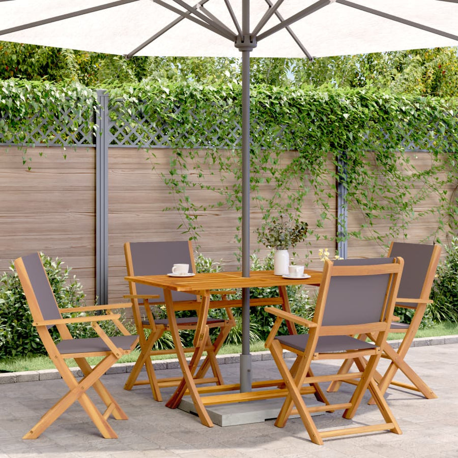 Tuinstoelen 4 st inklapbaar massief hout en stof antracietkleur