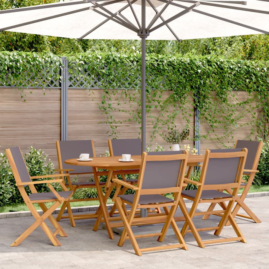 Tuinstoelen 6 st inklapbaar massief hout en stof antracietkleur