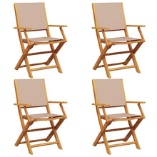 Tuinstoelen 4 st inklapbaar stof en massief hout taupe