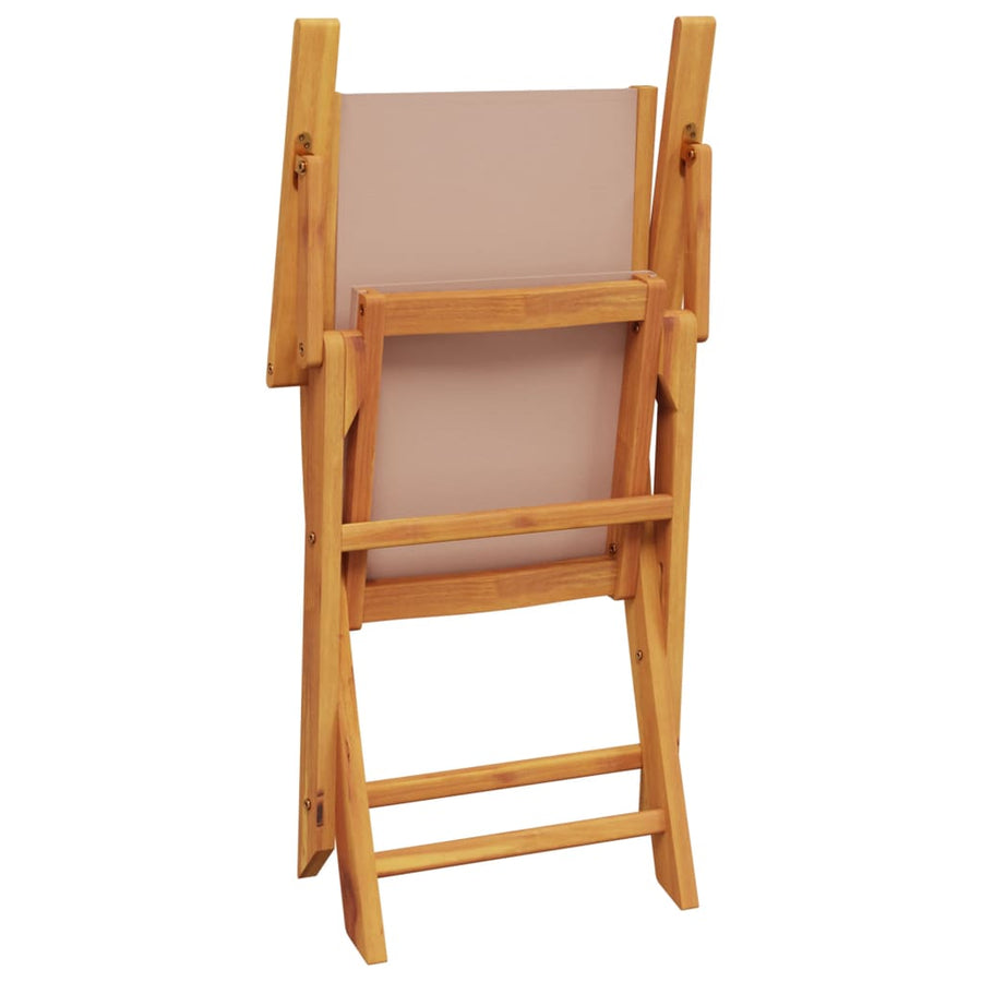 Tuinstoelen 4 st inklapbaar stof en massief hout taupe