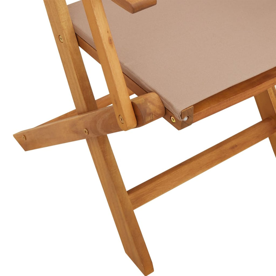 Tuinstoelen 6 st inklapbaar stof en massief hout taupe