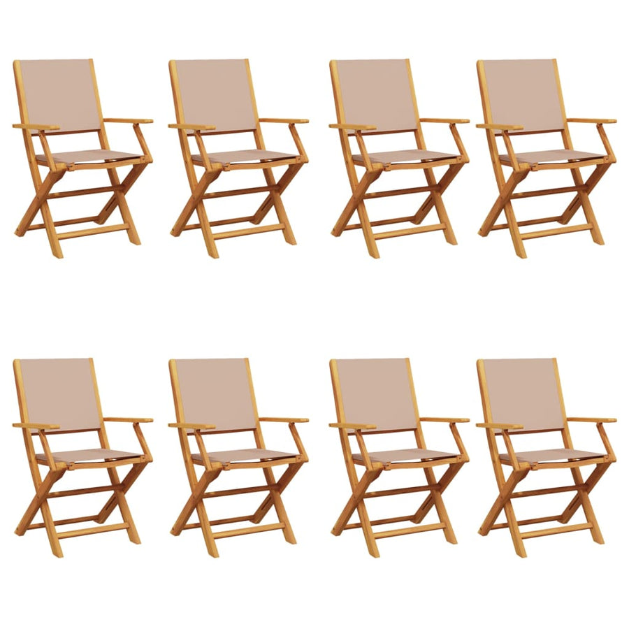 Tuinstoelen 8 St Inklapbaar Stof En Massief Hout Taupe