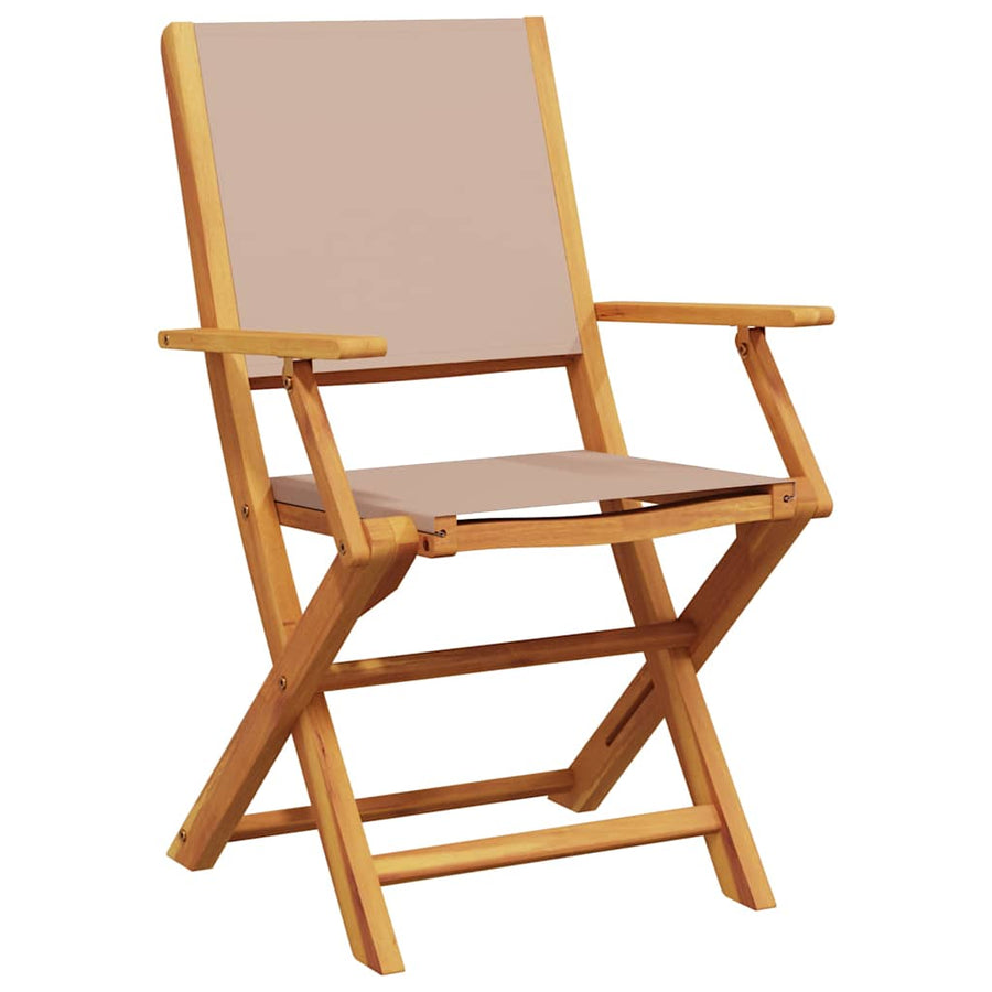 Tuinstoelen 8 St Inklapbaar Stof En Massief Hout Taupe