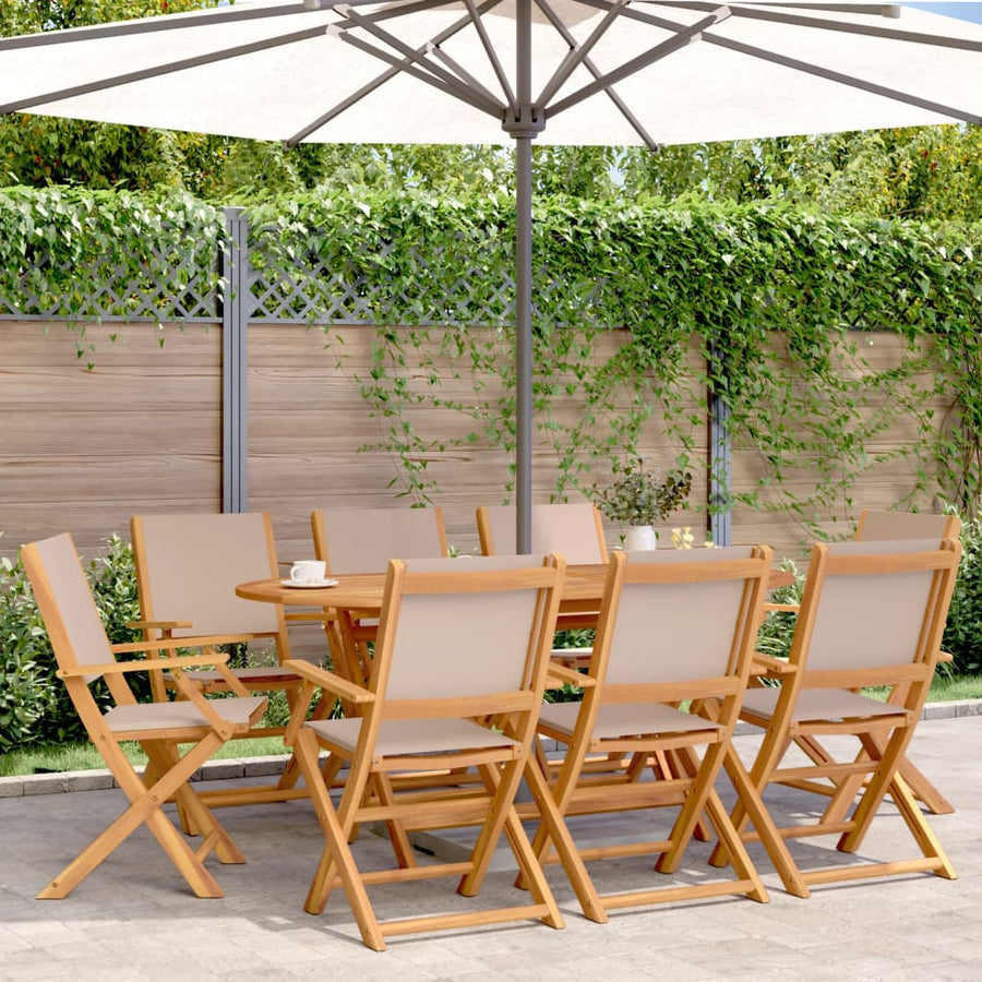 Tuinstoelen 8 St Inklapbaar Stof En Massief Hout Taupe