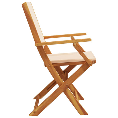 Tuinstoelen 4 st inklapbaar stof en massief hout beige