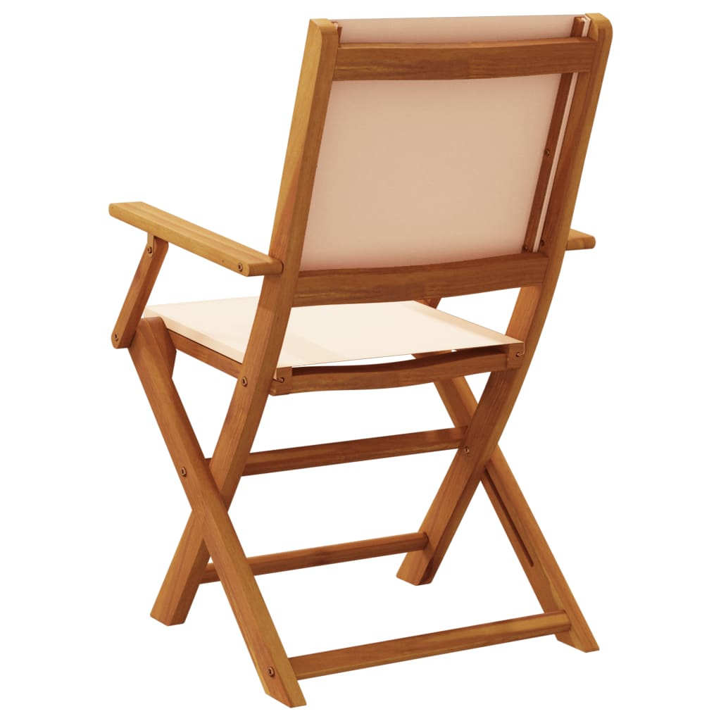 Tuinstoelen 4 st inklapbaar stof en massief hout beige