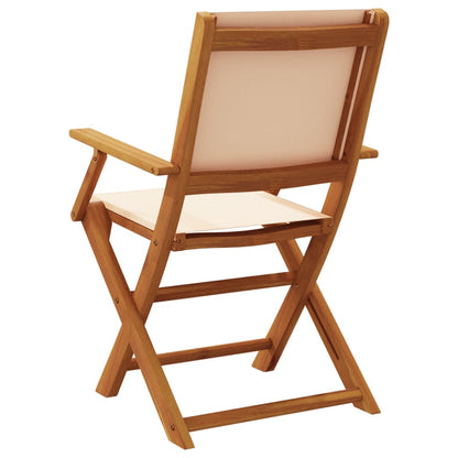 Tuinstoelen 4 st inklapbaar stof en massief hout beige