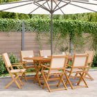 Garden chairs 6 pcs foldable fabric and solid wood beige