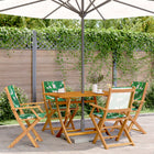 Garden chairs 4 pcs foldable fabric and solid wood green