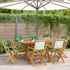 Garden chairs 6 pcs foldable fabric and solid wood green