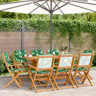 Garden chairs 8 pcs foldable fabric and solid wood green