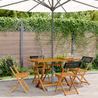 Garden chairs 4 pcs foldable poly rattan and solid wood black
