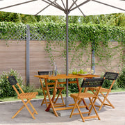Tuinstoelen 4 st inklapbaar poly rattan massief hout zwart