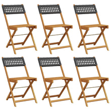 Tuinstoelen 6 st inklapbaar poly rattan en massief hout zwart