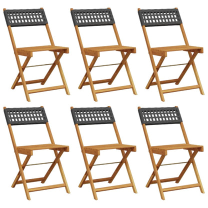 Tuinstoelen 6 st inklapbaar poly rattan en massief hout zwart