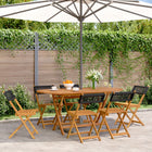 Garden chairs 6 pcs foldable poly rattan and solid wood black
