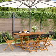 Tuinstoelen 6 st inklapbaar poly rattan massief acaciahout zwart