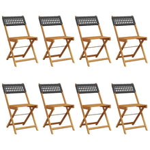 Tuinstoelen 8 st inklapbaar poly rattan en massief hout zwart