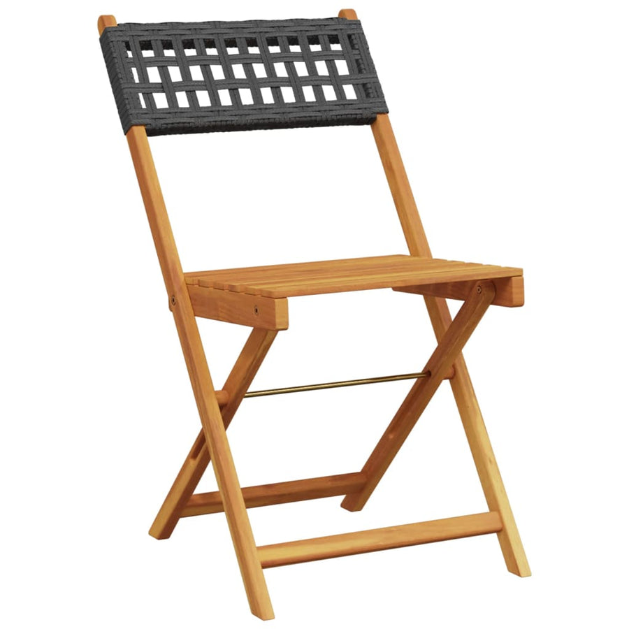 Tuinstoelen 8 st inklapbaar poly rattan en massief hout zwart