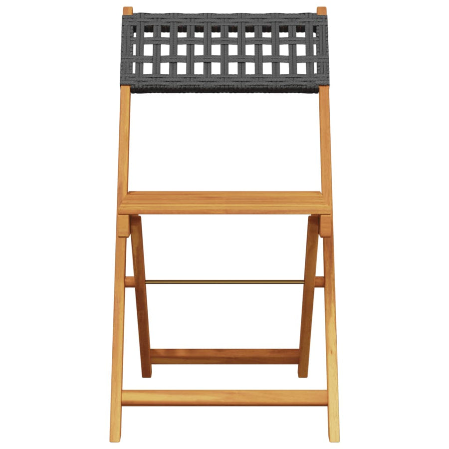 Tuinstoelen 8 st inklapbaar poly rattan en massief hout zwart
