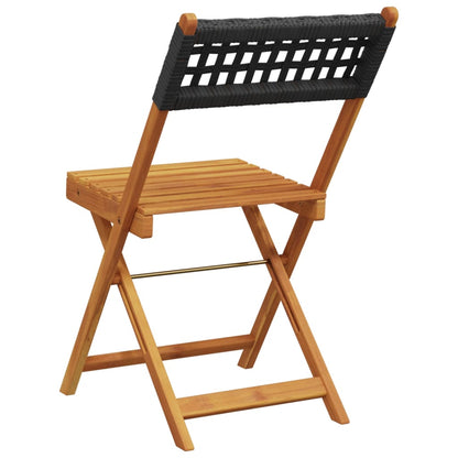 Tuinstoelen 8 st inklapbaar poly rattan en massief hout zwart