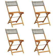 Tuinstoelen 4 st inklapbaar poly rattan en massief hout grijs