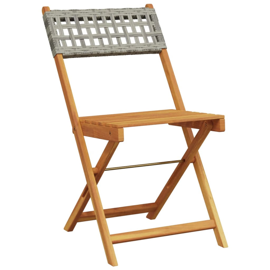 Tuinstoelen 4 st inklapbaar poly rattan en massief hout grijs