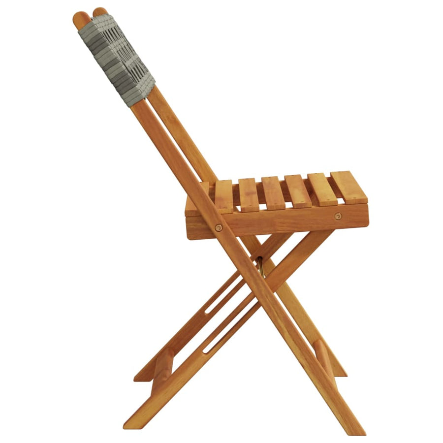 Tuinstoelen 4 st inklapbaar poly rattan en massief hout grijs