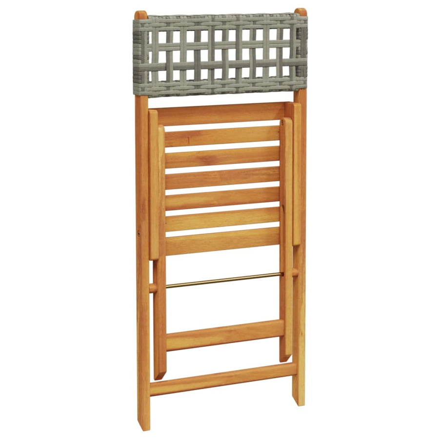 Tuinstoelen 4 st inklapbaar poly rattan en massief hout grijs