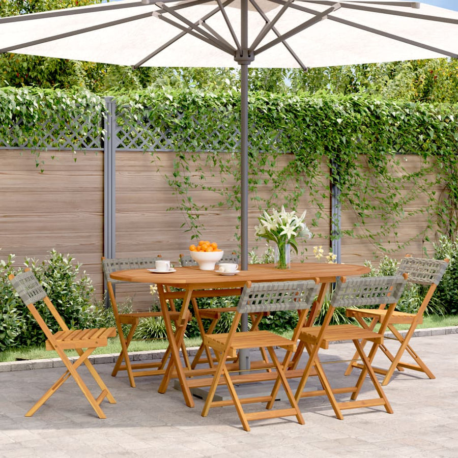 Tuinstoelen 6 st inklapbaar poly rattan en massief hout grijs