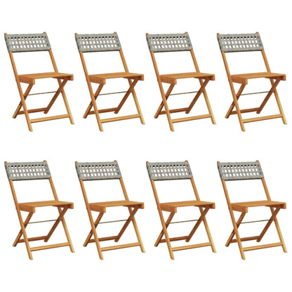 Tuinstoelen 8 st inklapbaar poly rattan en massief hout grijs
