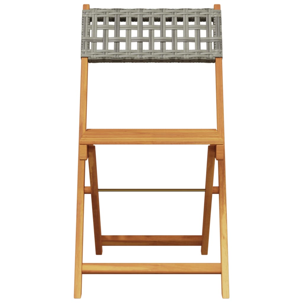 Tuinstoelen 8 st inklapbaar poly rattan en massief hout grijs
