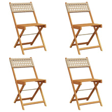 Tuinstoelen 4 st inklapbaar poly rattan en massief hout beige