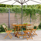Garden Chairs 4 pcs foldable poly rattan and solid wood beige