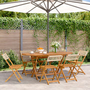 Tuinstoel inklapbaar poly rattan massief hout beige 6 stuks
